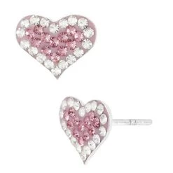 Top 10 🎉 Betsey-Johnson Betsey Johnson Pink Pave Heart Stud Earrings ⭐