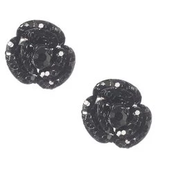 Cheap 💯 Betsey-Johnson Betsey Johnson Black Glitter Flower Stud Earrings ⌛