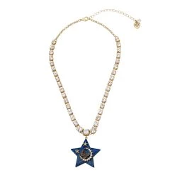 Hot Sale ✨ Betsey-Johnson Necklaces & Pendants Betsey Johnson Blue Star Pendant Gold-Tone Tennis Necklace 🎉