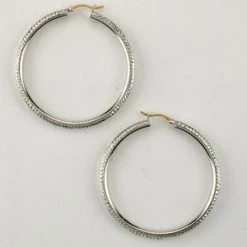 Buy 🌟 Earrings Candela Sterling Silver Diamond Cut Hoop W/14kt. Gold Post 🎉