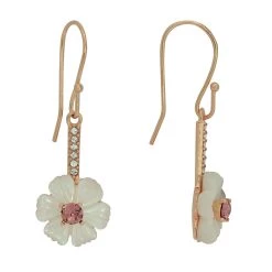 Deals 🧨 Candela Rose Gold 👩 Mother Of Pearl Flower Drop Earrings 👏