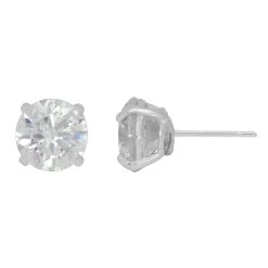 Discount ✔️ Earrings Candela 14kt. White Gold Round Cubic Zirconia Stud Earring ⭐