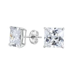 Discount 👏 Candela 14kt. White Gold Square Cubic Zirconia Stud Earrings 🎁