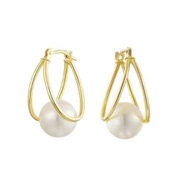 Buy ❤️ Candela 14kt. Gold Hoop Earrings With Pearl Center 💯
