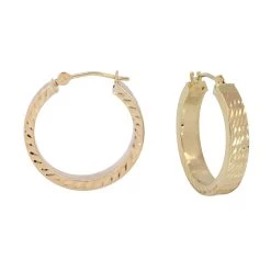 Coupon 🔥 Candela 14kt. Yellow Gold Full Diamond Cut Square Hoop Earrings 🧨