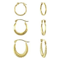 Outlet ❤️ Candela 14kt. Polished Hoop Earrings - Set Of 3 😀