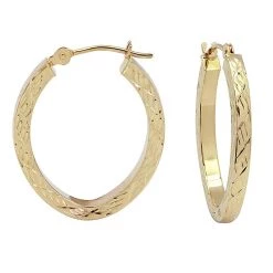 Promo 🎉 Candela 14kt. Diamond Cut Oval Hoop Earrings ❤️