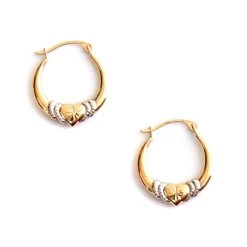 Cheap 🥰 Candela Two-Tone 14kt. Diamond Cut Heart Hoop Earrings 🛒