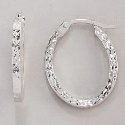 Deals 🧨 Candela 14K White Gold Oval Square Diamond Cut Earrings 🤩