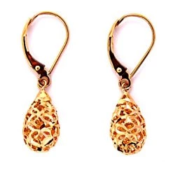 Wholesale 🛒 Candela Yellow 14kt. Lace Teardrop Lever Back Earrings 🔥