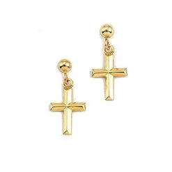 New 😍 Candela Dangle Cross Earrings 14kt. Gold 👍