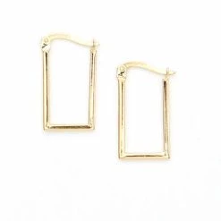 Best reviews of 🎁 Earrings Candela 14kt. Yellow Gold Diamond Cut Rectangle Hoops 👏