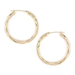 New 🔥 Candela 14kt. Yellow Gold Laser Diamond Cut Hoop Earrings ⭐