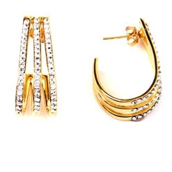 Promo 💯 Candela Gold Over Sterling Silver Crystal J Hoop Earrings 🤩
