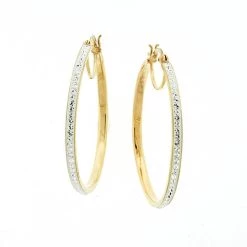 Hot Sale 🤩 Earrings Candela Gold Over Sterling Silver 40mm Crystal Hoops 🛒