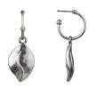Coupon 🎁 Bella-Uno Bella Uno Silver Leaf Drop Hoop Earrings 👏