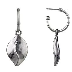 Coupon 🎁 Bella-Uno Bella Uno Silver Leaf Drop Hoop Earrings 👏