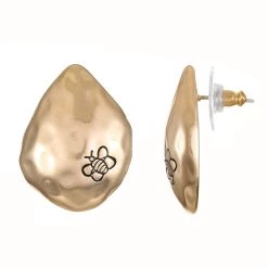 Buy 🔔 Bella-Uno Bella Uno Worn Gold-Tone Rolled Metal Stud Earrings 👍