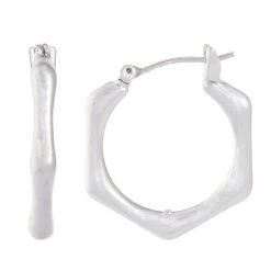 Hot Sale 😀 Bella-Uno Bella Uno Worn Silver Bamboo Hoop Earrings 🤩