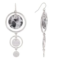 Hot Sale 🎁 Bella-Uno Bella Uno Triple Orbital Dangle With Faux Leather Accent Earrings 😉