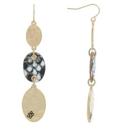 Best Sale 😉 Bella-Uno Bella Uno Worn Gold Leather & Metal Triple Disc Dangle Earrings 💯