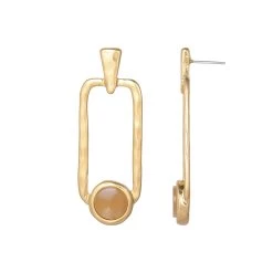 Deals ✨ Bella-Uno Bella Uno Worn Gold-Tone Rectangular Drop Dangle Earrings 👍