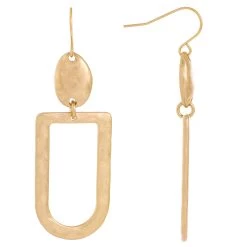 Coupon 🧨 Bella-Uno Bella Uno Worn Gold-Tone Metal Half Oval Drop Dangle Earrings 😍