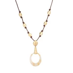 Best reviews of ⭐ Bella-Uno Earrings Bella Uno Worn Gold-Tone Caramel Ring With Brown Cord Necklace ⭐