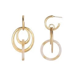 Buy 🔥 Bella-Uno Bella Uno Worn Gold-Tone Metal Triple Ring Hoop Earrings 🥰