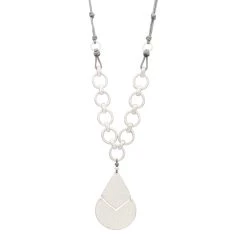 Brand new ⌛ Bella-Uno Necklaces & Pendants Bella Uno Worn Silver Cord And Link Pendant Necklace 🛒