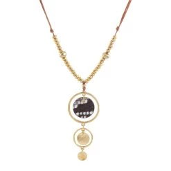 Cheapest 👍 Bella-Uno Necklaces & Pendants Bella Uno Worn Gold Leather & Metal Triple Disc Pendant Necklace ❤️