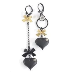 Budget 🤩 Betsey-Johnson Betsey Johnson Jet Bubble Heart Linear Earrings 🥰