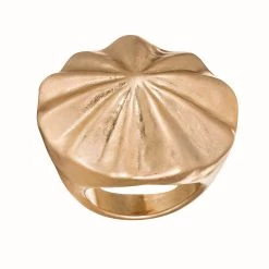 Coupon 👏 Bella-Uno Rings Bella Uno Worn Gold-Tone Metal Flower Ring 👏