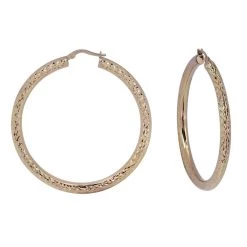 New ❤️ Candela 14kt. Gold Full Diamond Cut Hoop Earrings 😉