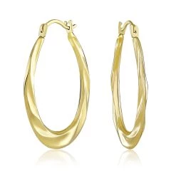 Promo 🎁 Candela 14kt. Oval Hoop Earrings With Fluted Detail 🤩