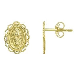 Hot Sale 😉 Candela 14kt. Stud Oval Virgin Mary Stud Earrings ✨