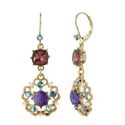 Coupon ❤️ Betsey-Johnson Betsey Johnson Flower Medallion Drop Earrings 😀