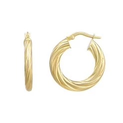 Best Pirce ❤️ Candela 14kt. Gold 4x22mm Oval Twisted Hoop Earrings 🌟