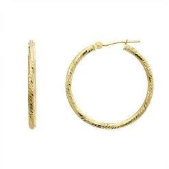 Top 10 👍 Candela Diamond Cut 14kt. Gold 2x28mm Hoop Earrings ❤️
