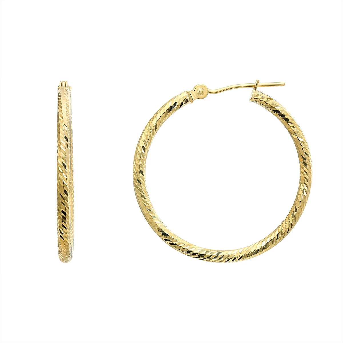 Top 10 ๐ Candela Diamond Cut 14kt. Gold 2x28mm Hoop Earrings โค๏ธ 1 Top 10 ๐ Candela Diamond Cut 14kt. Gold 2x28mm Hoop Earrings โค๏ธ
