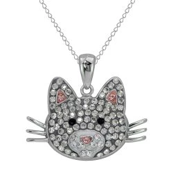 Outlet 👍 Necklaces & Pendants Candela Sterling Silver Swarovski® Crystal Cat Face Pendant 👏