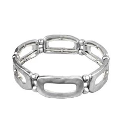 Cheap 😀 Bella-Uno Bracelets Bella Uno Silver Rectangle Stretch Bracelet 🥰