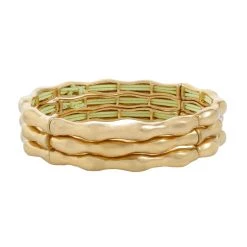 Promo 🥰 Bella-Uno Bracelets Bella Uno Worn Gold Triple Bamboo Bangle Bracelet Set 😍