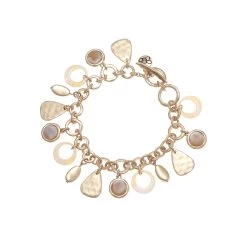 Promo 😉 Bella-Uno Bracelets Bella Uno Worn Gold-Tone Dangle Charm Bracelet 🔔