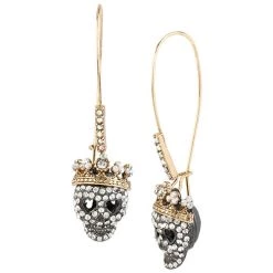 Budget 🤩 Betsey-Johnson Betsey Johnson Pave Skull Long Drop Earrings 🎁
