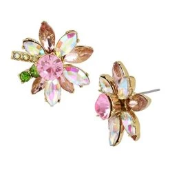 Buy 👍 Betsey-Johnson Betsey Johnson Mixed Stone Flower Stud Earrings 🧨