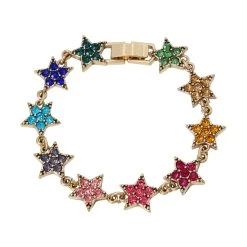 Flash Sale ✔️ Betsey-Johnson Bracelets Betsey Johnson Rainbow Stars Gold-Tone Link Bracelet 🌟