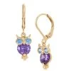 Coupon 🔥 Betsey-Johnson Betsey Johnson Purple Cubic Zirconia Stone Owl Earrings ❤️