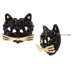 Discount 🎉 Betsey-Johnson Betsey Johnson Pave Crystal Cat Stud Earrings 😍