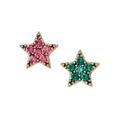 Coupon ⌛ Betsey-Johnson Betsey Johnson Mismatched Rainbow Star Stud Earrings 🧨